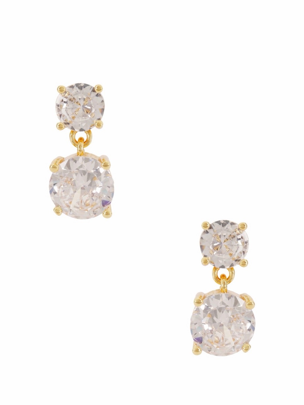 SHASHI Gold Crystal Double Drop Earrings